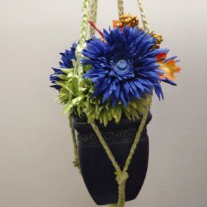 Serenity and Luxe Green & Cream Crochet Plant Hanger